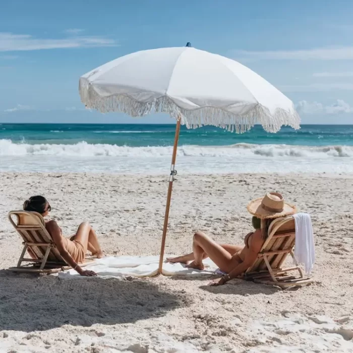 boho beach umbrella with fringe - 2