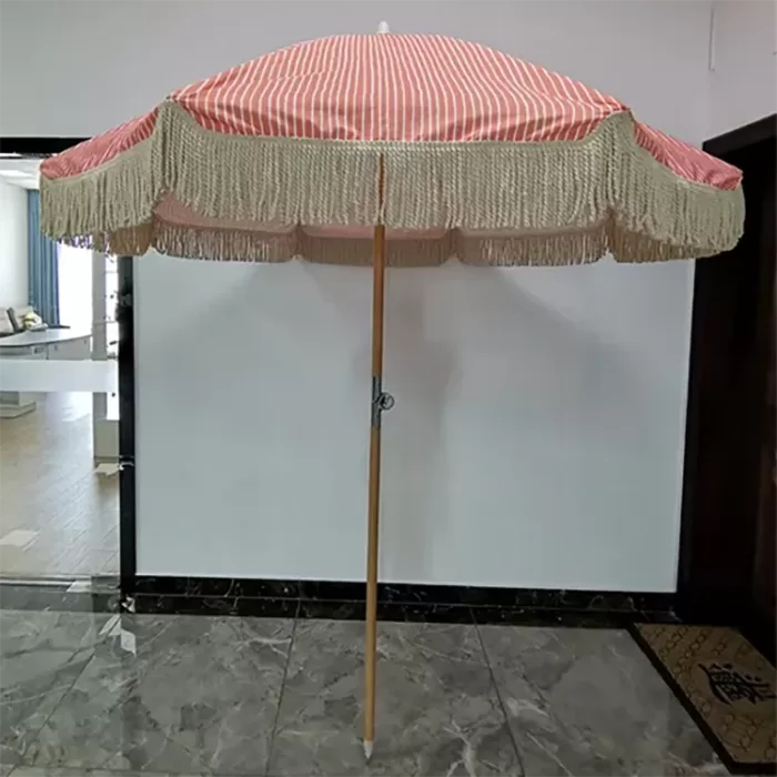 boho beach umbrella with fringe - 5